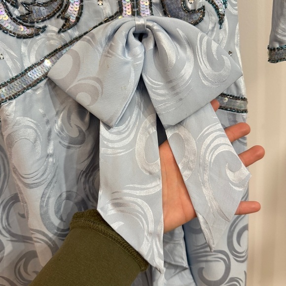 Lauren Alexander Flapper Gatsby Sequin Silk Brocade Midi Dress Light Blue 10 - Picture 10 of 16